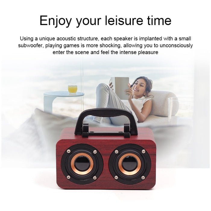 Altavoces de subwoofer retro portátiles Bluetooth inalámbricos de madera FT-4002, soporte para tarjeta TF y reproducción de MP3 USB