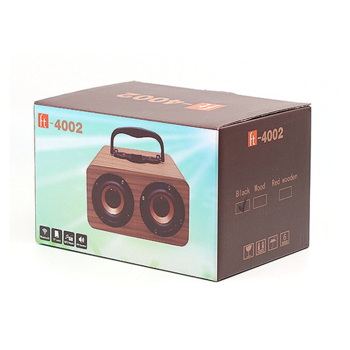 Altavoces de subwoofer retro portátiles Bluetooth inalámbricos de madera FT-4002, soporte para tarjeta TF y reproducción de MP3 USB