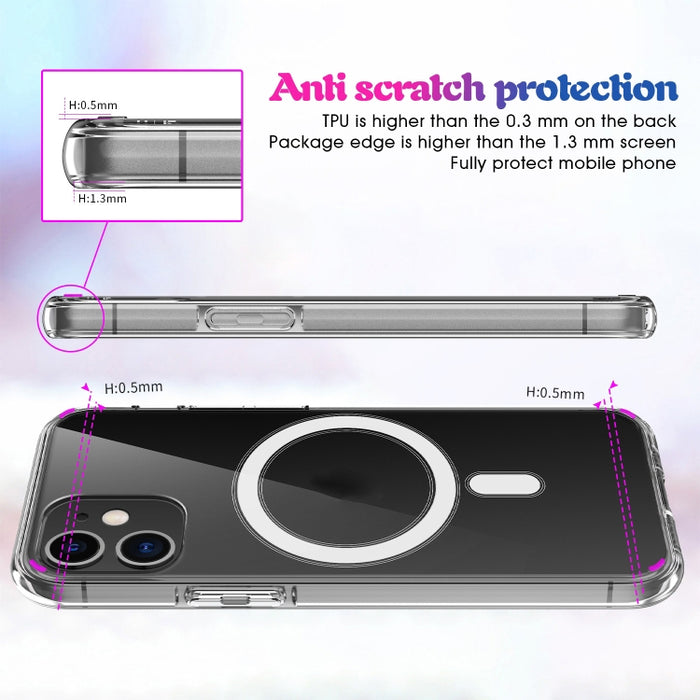 Anillo magnético simple Todo incluido Acrílico de cristal transparente PC + TPU Estuche a prueba de golpes
