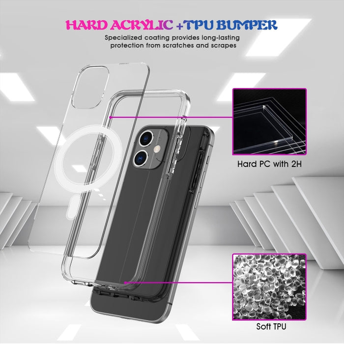 Anillo magnético simple Todo incluido Acrílico de cristal transparente PC + TPU Estuche a prueba de golpes