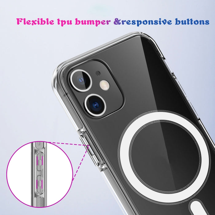 Anillo magnético simple Todo incluido Acrílico de cristal transparente PC + TPU Estuche a prueba de golpes