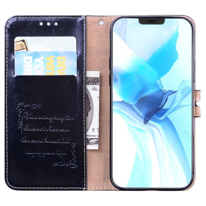 Estuche de cuero con tapa horizontal con textura de cera de aceite de estilo comercial para iPhone XR, con soporte y ranuras para tarjetas y billetera