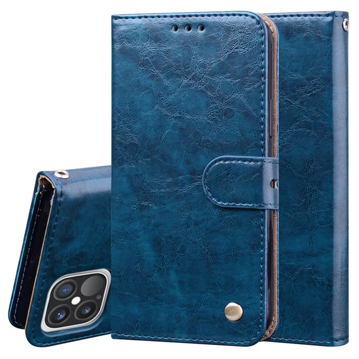 Estuche de cuero con tapa horizontal con textura de cera de aceite de estilo comercial para iPhone XR, con soporte y ranuras para tarjetas y billetera