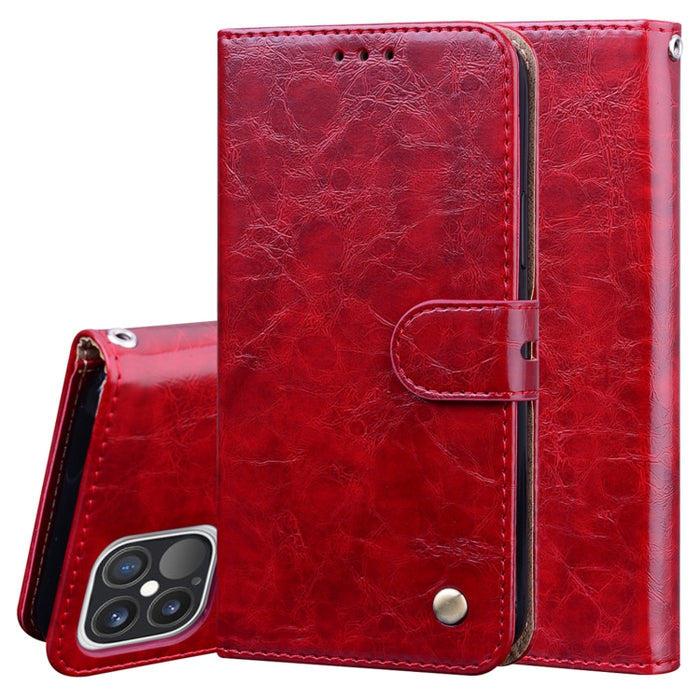 Estuche de cuero con tapa horizontal con textura de cera de aceite de estilo comercial para iPhone XR, con soporte y ranuras para tarjetas y billetera