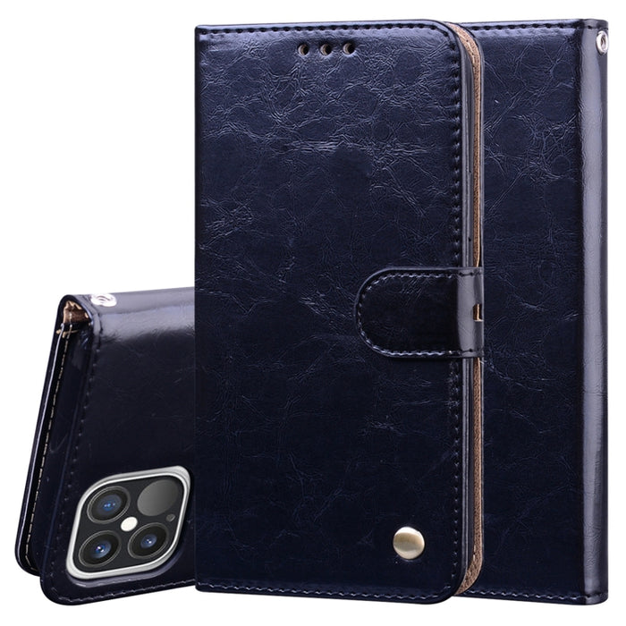 Estuche de cuero con tapa horizontal con textura de cera de aceite de estilo comercial para iPhone XR, con soporte y ranuras para tarjetas y billetera