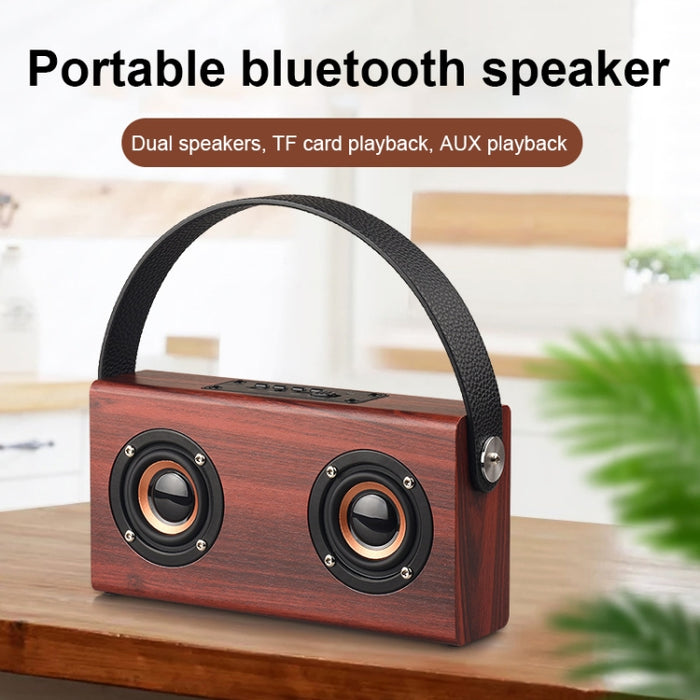 D10 Bluetooth 4.2 Altavoz Bluetooth de mano portátil de madera