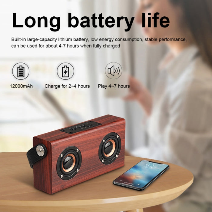 D10 Bluetooth 4.2 Altavoz Bluetooth de mano portátil de madera