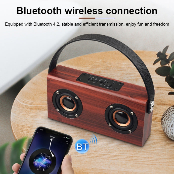D10 Bluetooth 4.2 Altavoz Bluetooth de mano portátil de madera