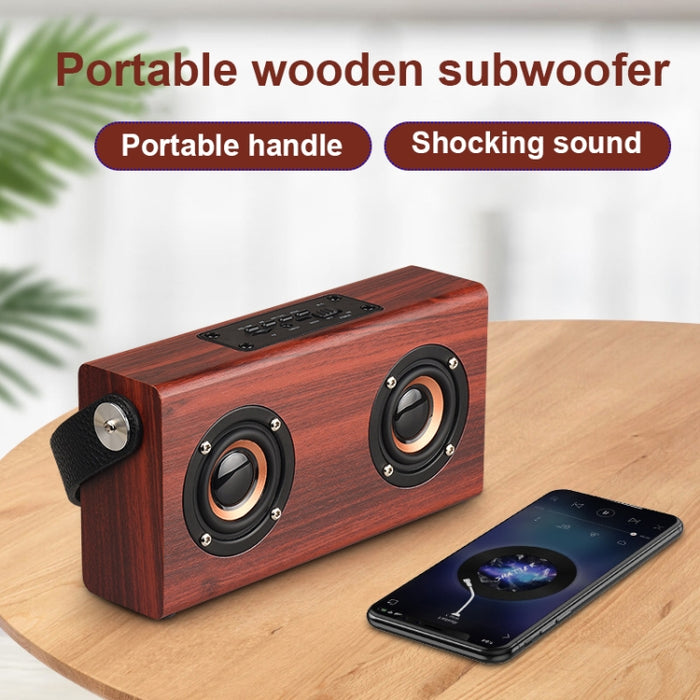 D10 Bluetooth 4.2 Altavoz Bluetooth de mano portátil de madera