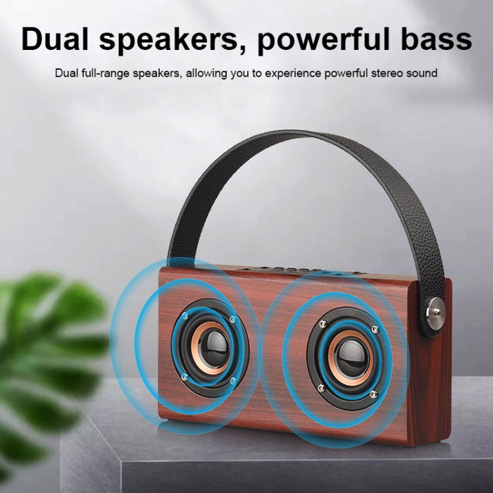 D10 Bluetooth 4.2 Altavoz Bluetooth de mano portátil de madera