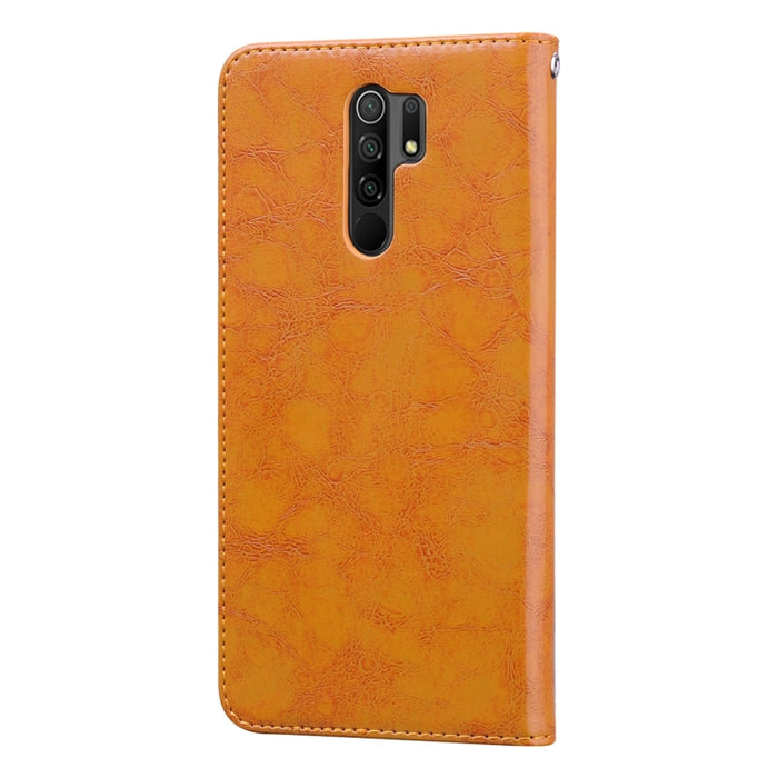 Estuche de cuero con tapa horizontal con textura de cera de aceite de estilo comercial, con soporte y ranuras para tarjetas y billetera, For Xiaomi Redmi 9, For Xiaomi Redmi 9A, For Xiaomi Redmi 9C, For Xiaomi Poco X3 NFC