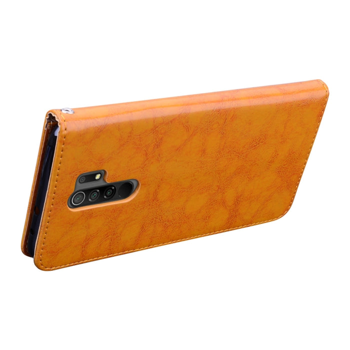 Estuche de cuero con tapa horizontal con textura de cera de aceite de estilo comercial, con soporte y ranuras para tarjetas y billetera, For Xiaomi Redmi 9, For Xiaomi Redmi 9A, For Xiaomi Redmi 9C, For Xiaomi Poco X3 NFC