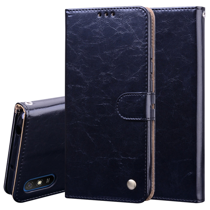 Estuche de cuero con tapa horizontal con textura de cera de aceite de estilo comercial, con soporte y ranuras para tarjetas y billetera, For Xiaomi Redmi 9, For Xiaomi Redmi 9A, For Xiaomi Redmi 9C, For Xiaomi Poco X3 NFC