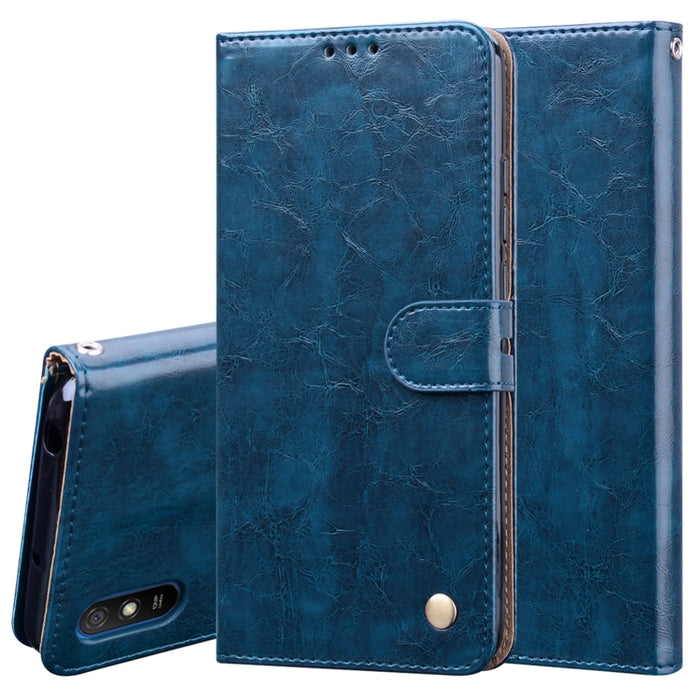 Estuche de cuero con tapa horizontal con textura de cera de aceite de estilo comercial, con soporte y ranuras para tarjetas y billetera, For Xiaomi Redmi 9, For Xiaomi Redmi 9A, For Xiaomi Redmi 9C, For Xiaomi Poco X3 NFC