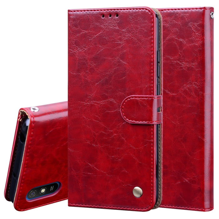 Estuche de cuero con tapa horizontal con textura de cera de aceite de estilo comercial, con soporte y ranuras para tarjetas y billetera, For Xiaomi Redmi 9, For Xiaomi Redmi 9A, For Xiaomi Redmi 9C, For Xiaomi Poco X3 NFC
