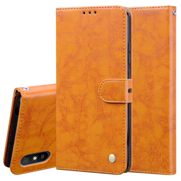 Estuche de cuero con tapa horizontal con textura de cera de aceite de estilo comercial, con soporte y ranuras para tarjetas y billetera, For Xiaomi Redmi 9, For Xiaomi Redmi 9A, For Xiaomi Redmi 9C, For Xiaomi Poco X3 NFC