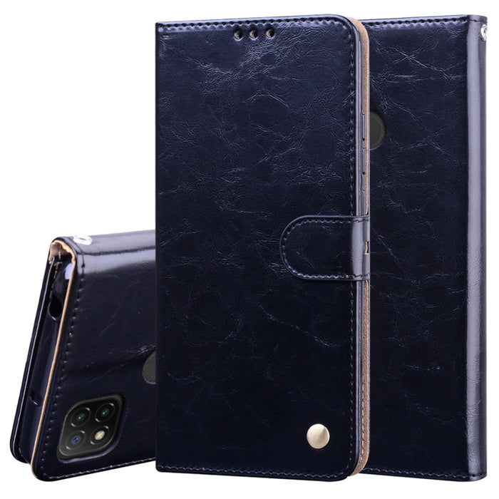 Estuche de cuero con tapa horizontal con textura de cera de aceite de estilo comercial, con soporte y ranuras para tarjetas y billetera, For Xiaomi Redmi 9, For Xiaomi Redmi 9A, For Xiaomi Redmi 9C, For Xiaomi Poco X3 NFC