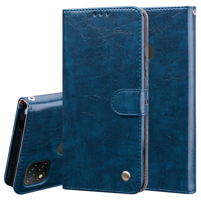 Estuche de cuero con tapa horizontal con textura de cera de aceite de estilo comercial, con soporte y ranuras para tarjetas y billetera, For Xiaomi Redmi 9, For Xiaomi Redmi 9A, For Xiaomi Redmi 9C, For Xiaomi Poco X3 NFC