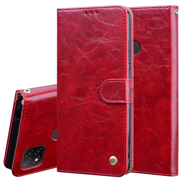 Estuche de cuero con tapa horizontal con textura de cera de aceite de estilo comercial, con soporte y ranuras para tarjetas y billetera, For Xiaomi Redmi 9, For Xiaomi Redmi 9A, For Xiaomi Redmi 9C, For Xiaomi Poco X3 NFC