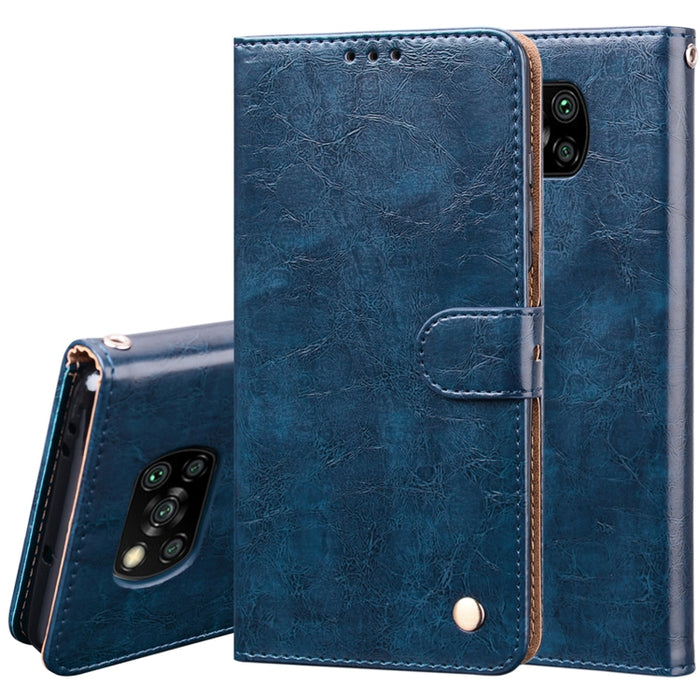 Estuche de cuero con tapa horizontal con textura de cera de aceite de estilo comercial, con soporte y ranuras para tarjetas y billetera, For Xiaomi Redmi 9, For Xiaomi Redmi 9A, For Xiaomi Redmi 9C, For Xiaomi Poco X3 NFC