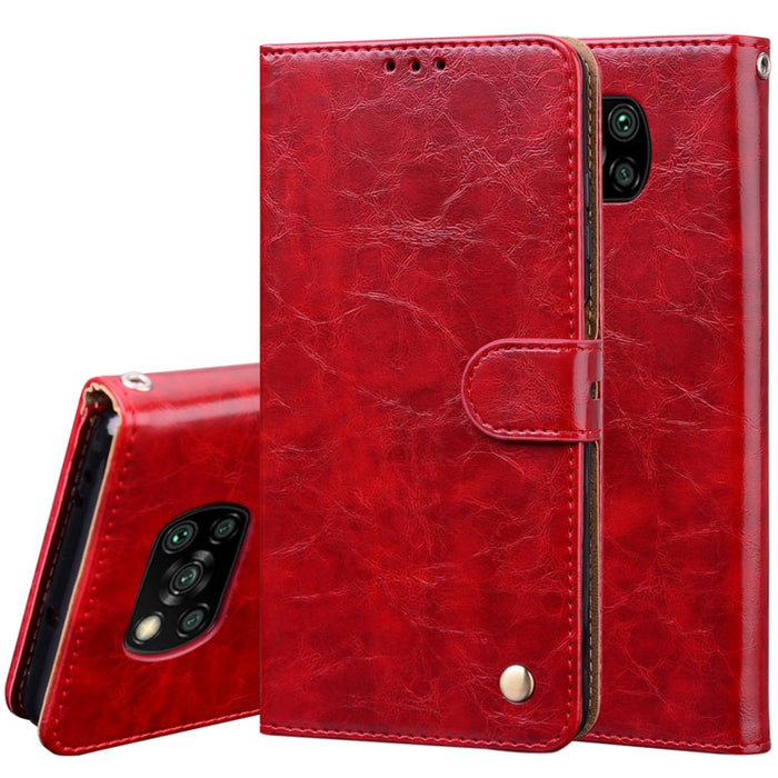 Estuche de cuero con tapa horizontal con textura de cera de aceite de estilo comercial, con soporte y ranuras para tarjetas y billetera, For Xiaomi Redmi 9, For Xiaomi Redmi 9A, For Xiaomi Redmi 9C, For Xiaomi Poco X3 NFC