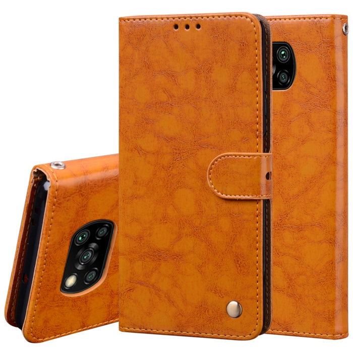 Estuche de cuero con tapa horizontal con textura de cera de aceite de estilo comercial, con soporte y ranuras para tarjetas y billetera, For Xiaomi Redmi 9, For Xiaomi Redmi 9A, For Xiaomi Redmi 9C, For Xiaomi Poco X3 NFC