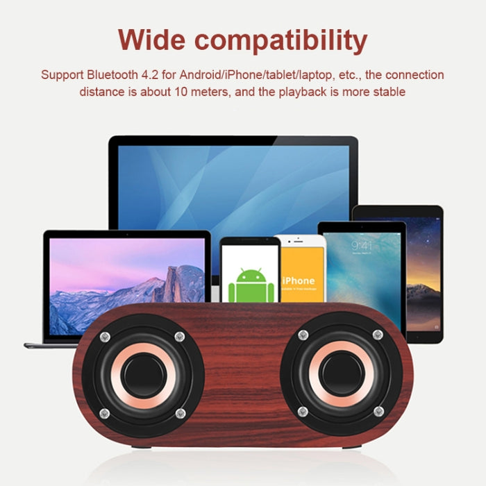 Q8 Bluetooth 4.2 Altavoz Bluetooth de cuernos dobles de madera clásico