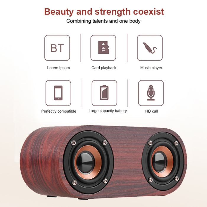 Q8 Bluetooth 4.2 Altavoz Bluetooth de cuernos dobles de madera clásico