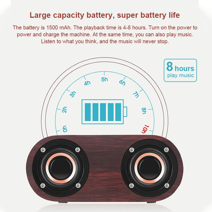Q8 Bluetooth 4.2 Altavoz Bluetooth de cuernos dobles de madera clásico