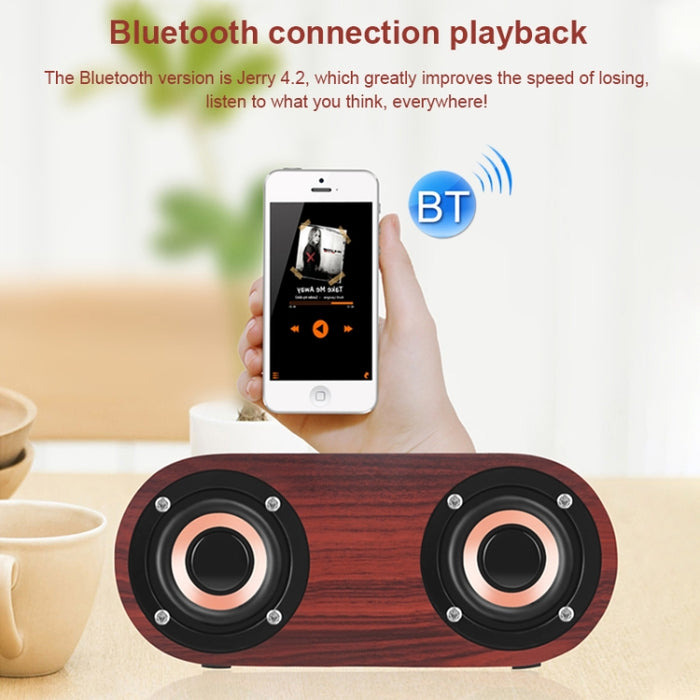 Q8 Bluetooth 4.2 Altavoz Bluetooth de cuernos dobles de madera clásico