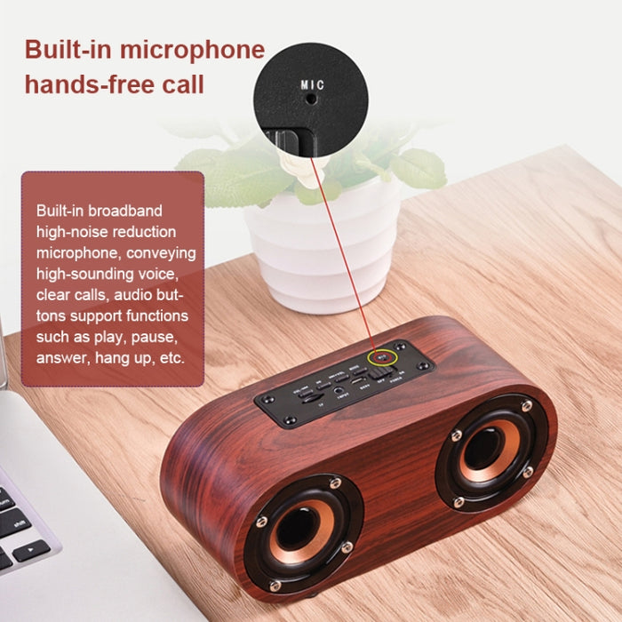 Q8 Bluetooth 4.2 Altavoz Bluetooth de cuernos dobles de madera clásico