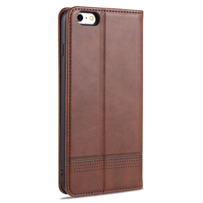 AZNS Estuche de cuero con tapa horizontal con textura de becerro magnético con ranuras para tarjetas y soporte y billetera
