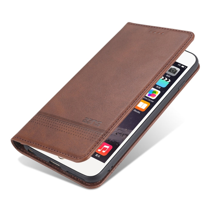 AZNS Estuche de cuero con tapa horizontal con textura de becerro magnético con ranuras para tarjetas y soporte y billetera