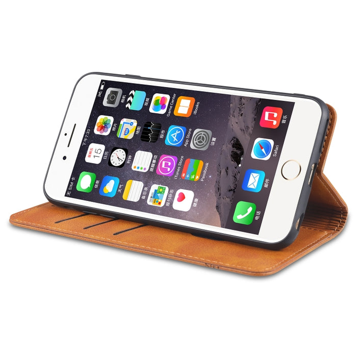 AZNS Estuche de cuero con tapa horizontal con textura de becerro magnético con ranuras para tarjetas y soporte y billetera