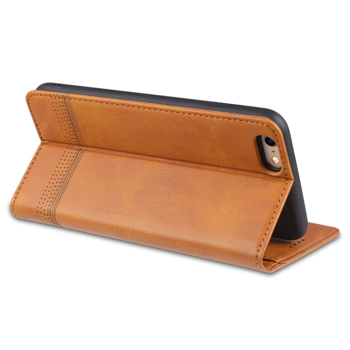 AZNS Estuche de cuero con tapa horizontal con textura de becerro magnético con ranuras para tarjetas y soporte y billetera