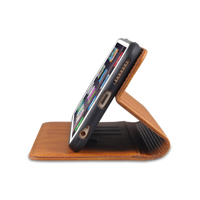 AZNS Estuche de cuero con tapa horizontal con textura de becerro magnético con ranuras para tarjetas y soporte y billetera