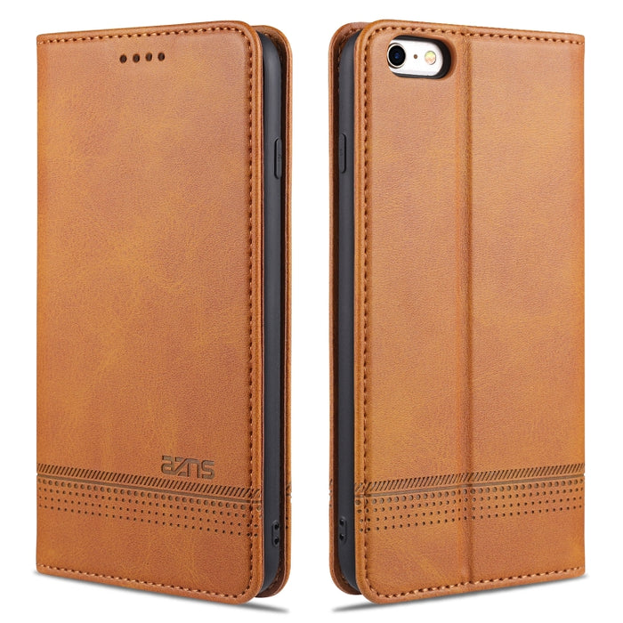 AZNS Estuche de cuero con tapa horizontal con textura de becerro magnético con ranuras para tarjetas y soporte y billetera