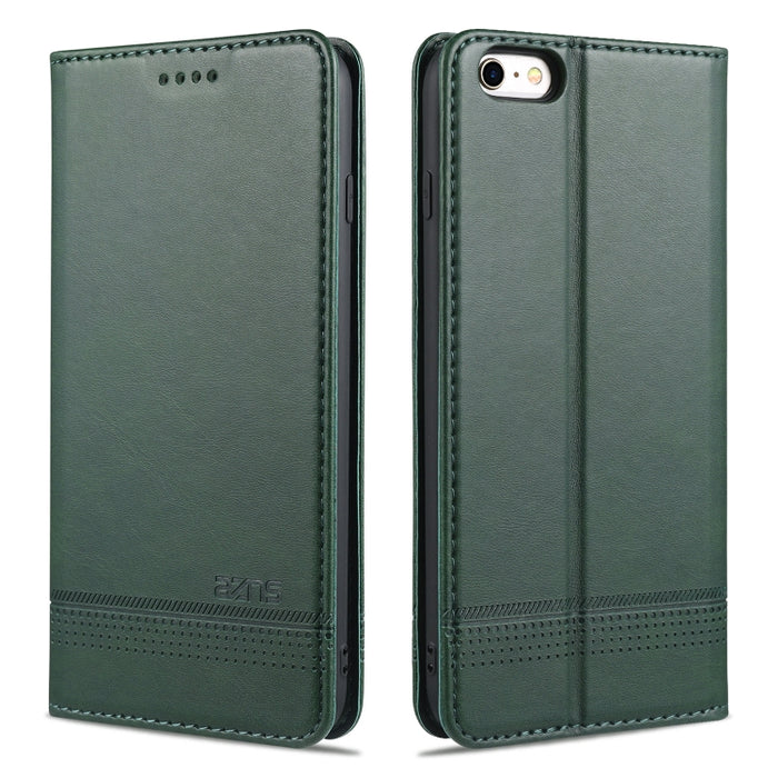 AZNS Estuche de cuero con tapa horizontal con textura de becerro magnético con ranuras para tarjetas y soporte y billetera