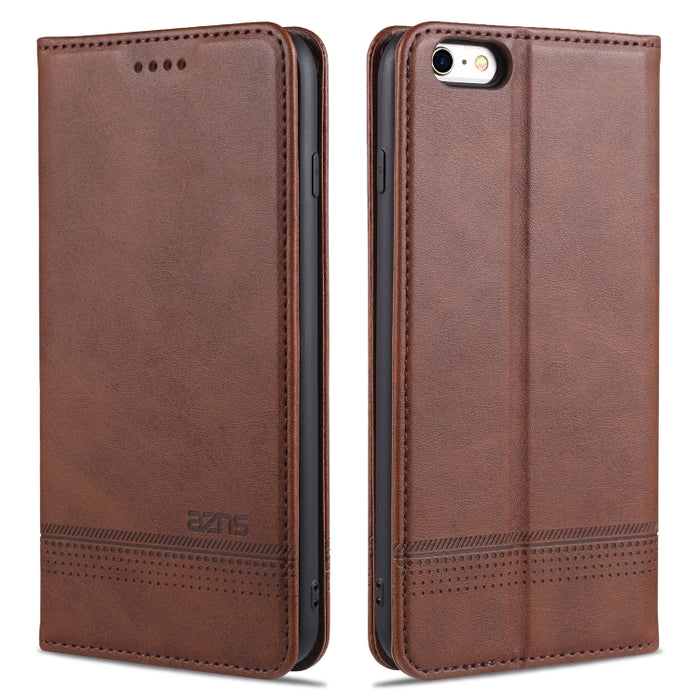 AZNS Estuche de cuero con tapa horizontal con textura de becerro magnético con ranuras para tarjetas y soporte y billetera