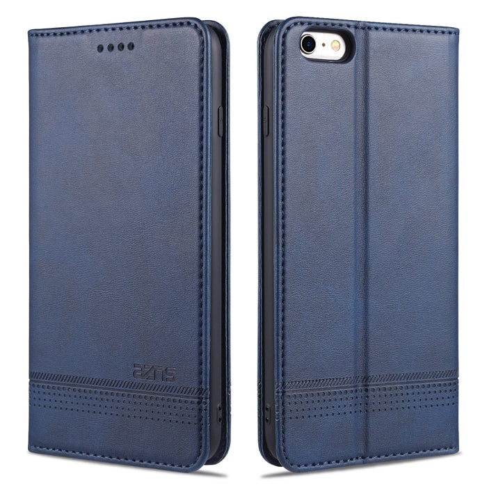 AZNS Estuche de cuero con tapa horizontal con textura de becerro magnético con ranuras para tarjetas y soporte y billetera