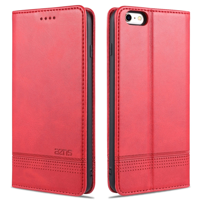 AZNS Estuche de cuero con tapa horizontal con textura de becerro magnético con ranuras para tarjetas y soporte y billetera