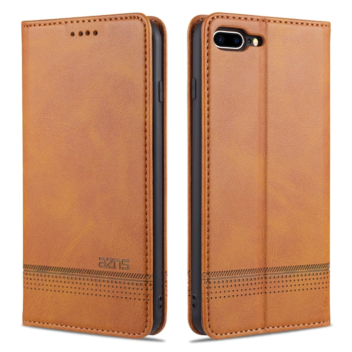 AZNS Estuche de cuero con tapa horizontal con textura de becerro magnético con ranuras para tarjetas y soporte y billetera
