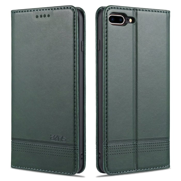 AZNS Estuche de cuero con tapa horizontal con textura de becerro magnético con ranuras para tarjetas y soporte y billetera