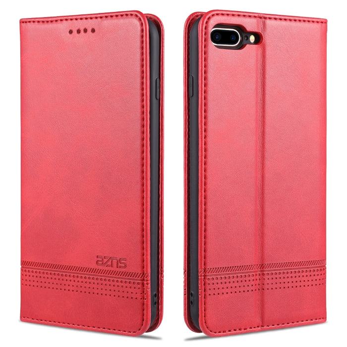AZNS Estuche de cuero con tapa horizontal con textura de becerro magnético con ranuras para tarjetas y soporte y billetera