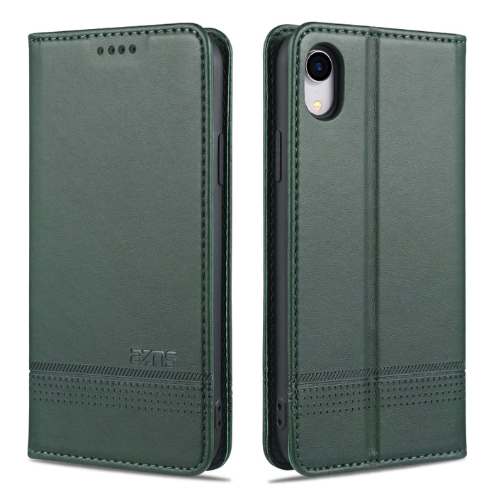 AZNS Estuche de cuero con tapa horizontal con textura de becerro magnético con ranuras para tarjetas y soporte y billetera