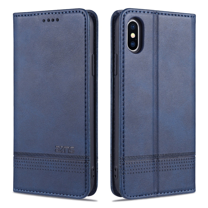 AZNS Estuche de cuero con tapa horizontal con textura de becerro magnético con ranuras para tarjetas y soporte y billetera