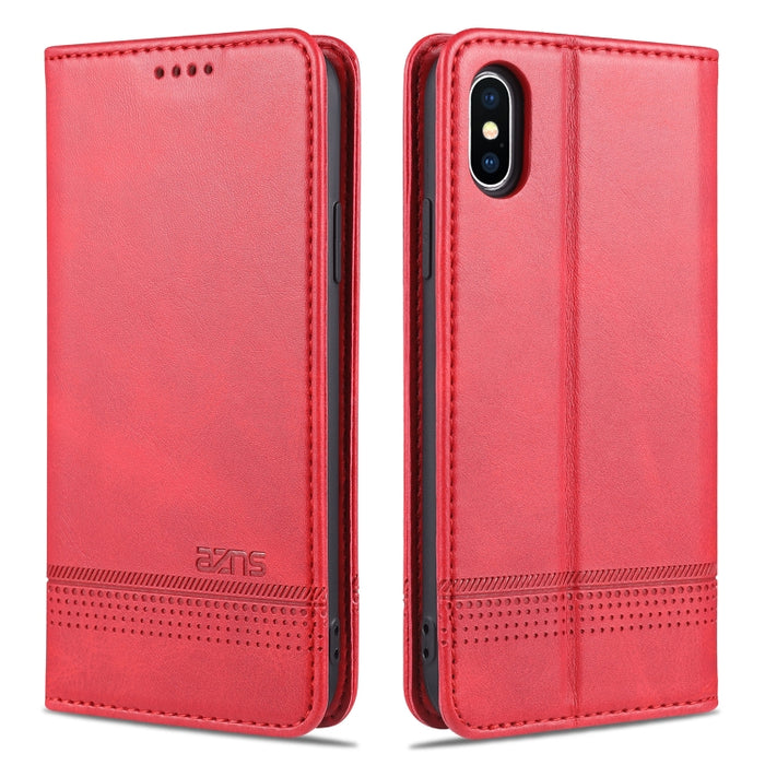 AZNS Estuche de cuero con tapa horizontal con textura de becerro magnético con ranuras para tarjetas y soporte y billetera