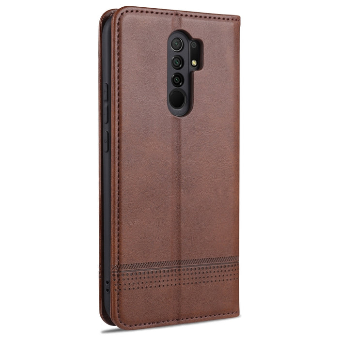 AZNS Estuche de cuero con tapa horizontal con textura de becerro magnético con ranuras para tarjetas y soporte y billetera, For Xiaomi Redmi 9, For Xiaomi Redmi Note 9 / 10X, For Xiaomi Mi 10 5G / 10 Pro 5G, For Xiaomi POCO X3 NFC, For Xiaomi Redmi 10X...
