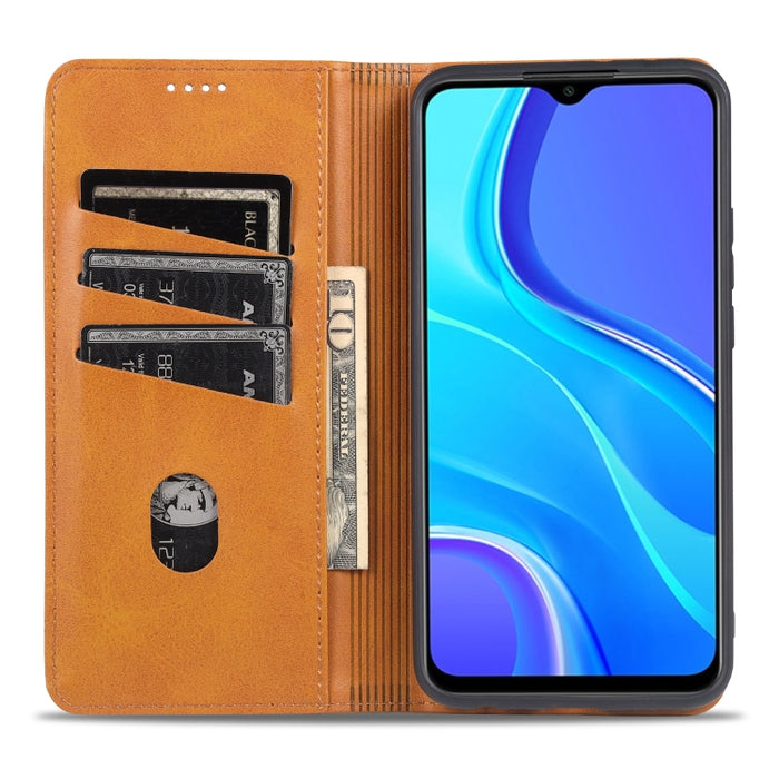 AZNS Estuche de cuero con tapa horizontal con textura de becerro magnético con ranuras para tarjetas y soporte y billetera, For Xiaomi Redmi 9, For Xiaomi Redmi Note 9 / 10X, For Xiaomi Mi 10 5G / 10 Pro 5G, For Xiaomi POCO X3 NFC, For Xiaomi Redmi 10X...