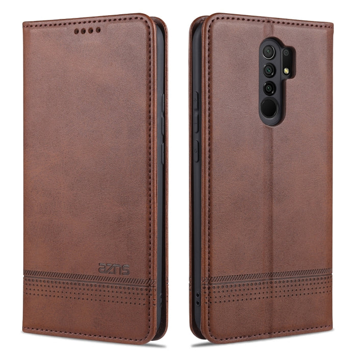 AZNS Estuche de cuero con tapa horizontal con textura de becerro magnético con ranuras para tarjetas y soporte y billetera, For Xiaomi Redmi 9, For Xiaomi Redmi Note 9 / 10X, For Xiaomi Mi 10 5G / 10 Pro 5G, For Xiaomi POCO X3 NFC, For Xiaomi Redmi 10X...